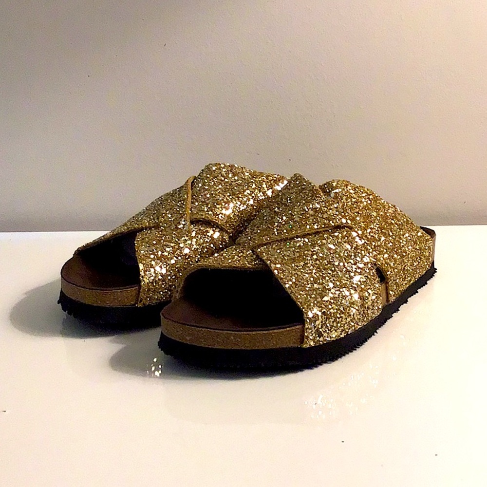 Vibram Gold Glitter Genuine Leather Birkenstocks